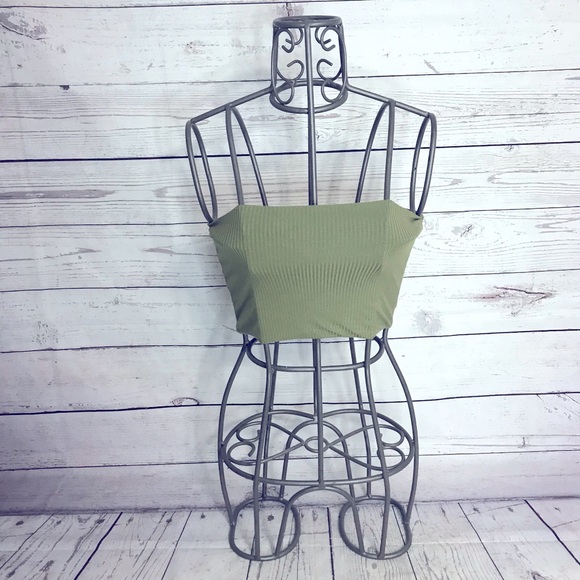 Topshop Green Ribbed Crop Tube Top Size 10